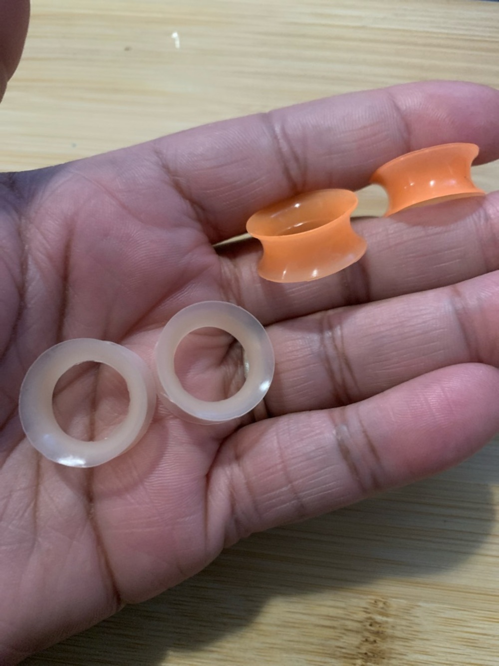 New Silicone Earring Spacer Gauge Orange and Translucent set